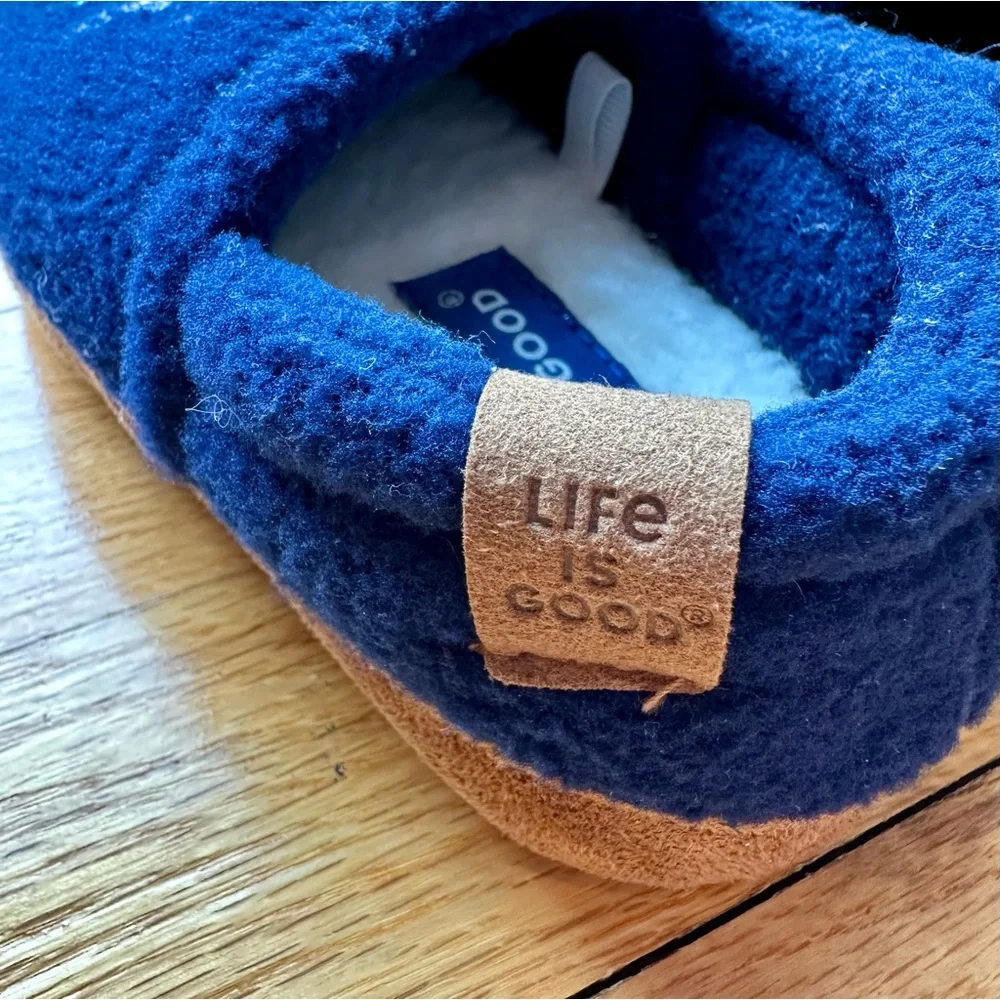 Life Is Good Dinosaur with Guitar Blue Slippers - Kid Size: 7/8 M
